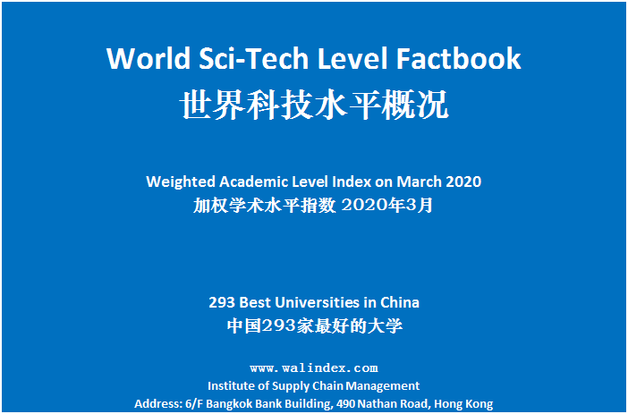 加权学术水平指数（WAL Index）发布，2020年3月更新-第1张图片-中国大学排行榜